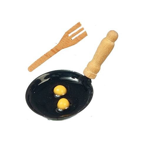 Black Frying Pan with Eggs/Spatula